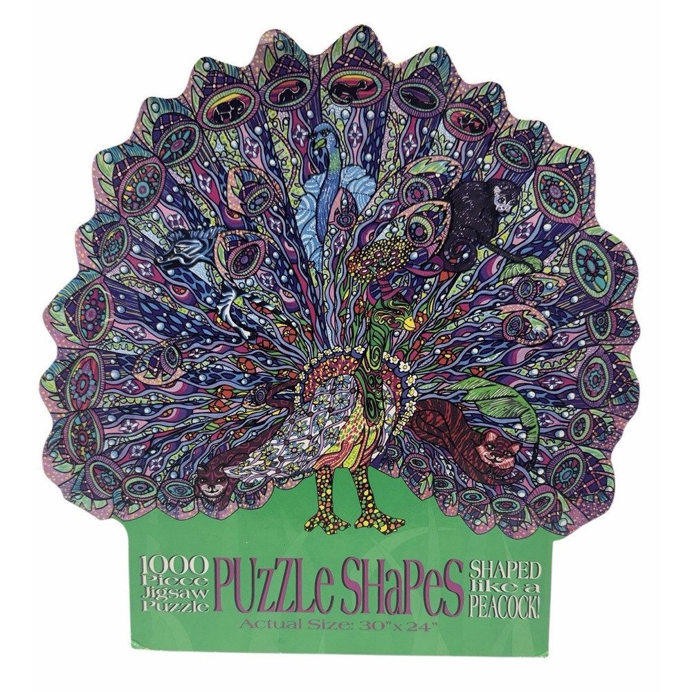 1000 Piece Peacock Pandemonium‎ Shaped Puzzle by Ceaco 1997 Sealed